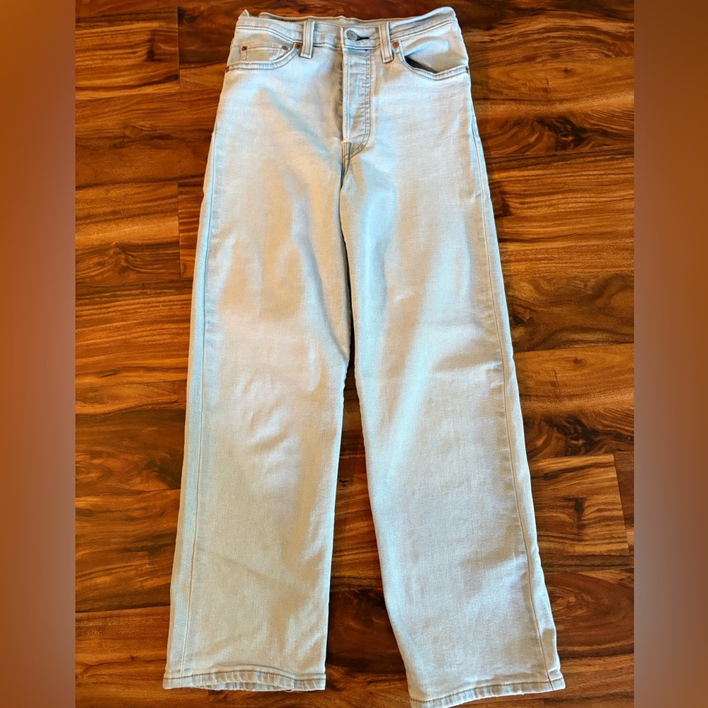 Levi Levi’s Women’s Ribcage Straight Ankle Denim Jeans 25 Button Fly Light Wash - Picture 4 of 10